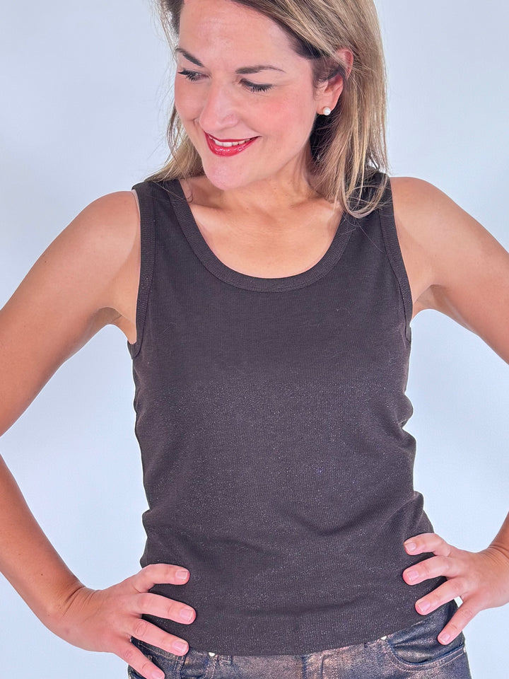 Tanktop in Metallic-Rippstrick