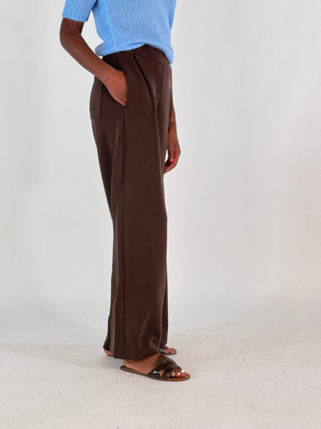 Jersey Hose Wideleg in Choc