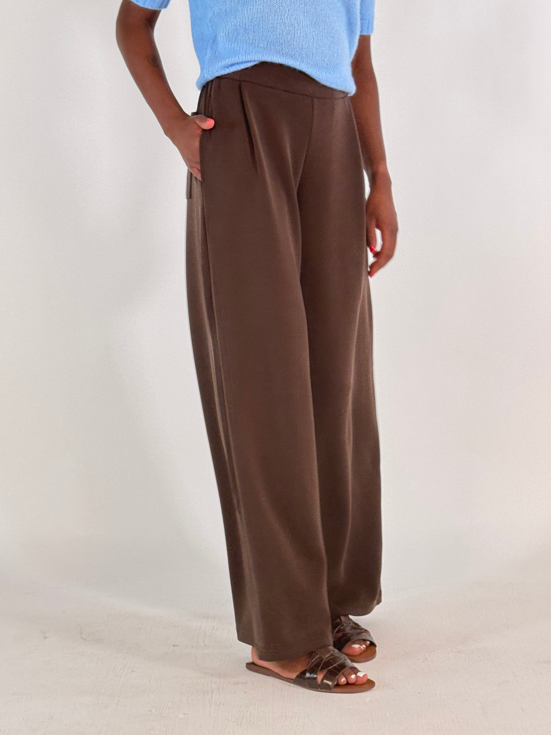 Jersey Hose Wideleg in Choc
