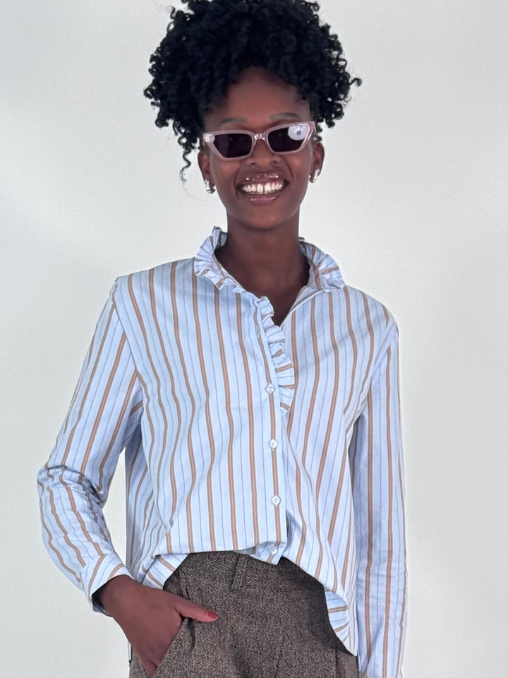 Bluse gestreift mit Rüschen-Details