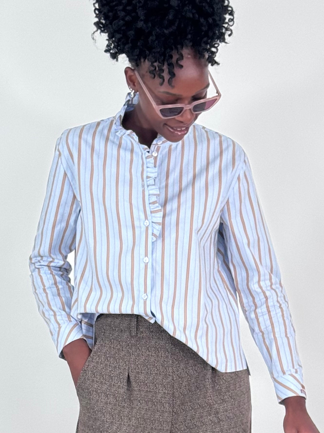 Bluse gestreift mit Rüschen-Details