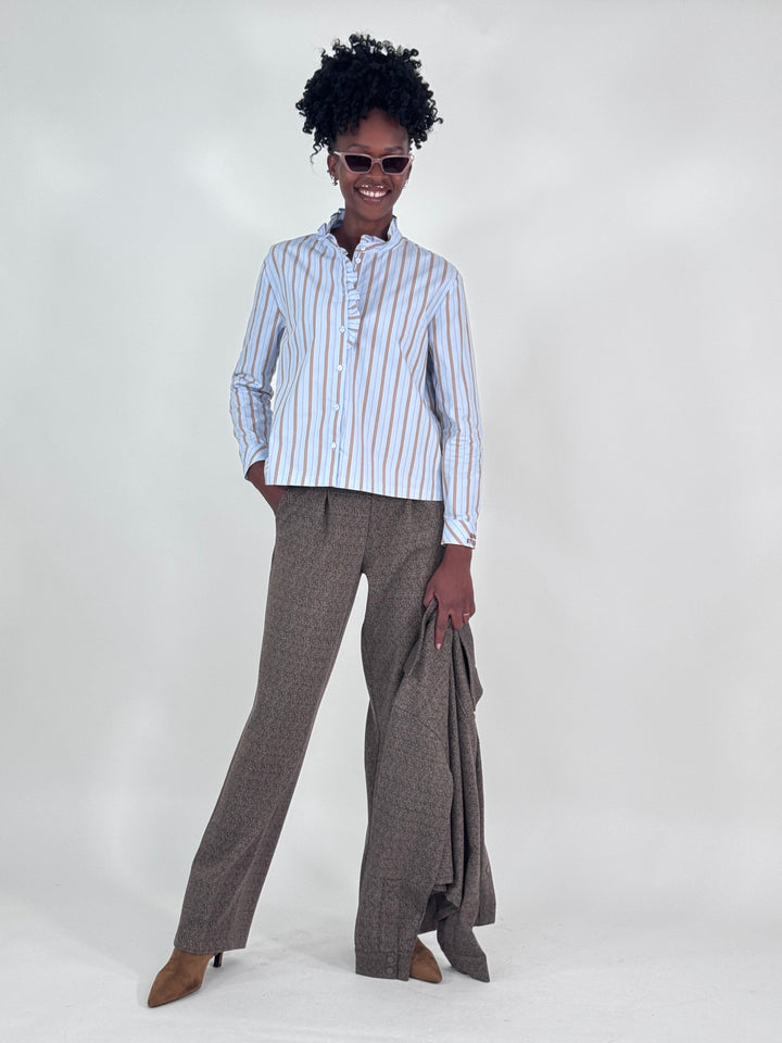 Bluse gestreift mit Rüschen-Details