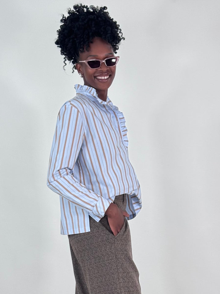 Bluse gestreift mit Rüschen-Details