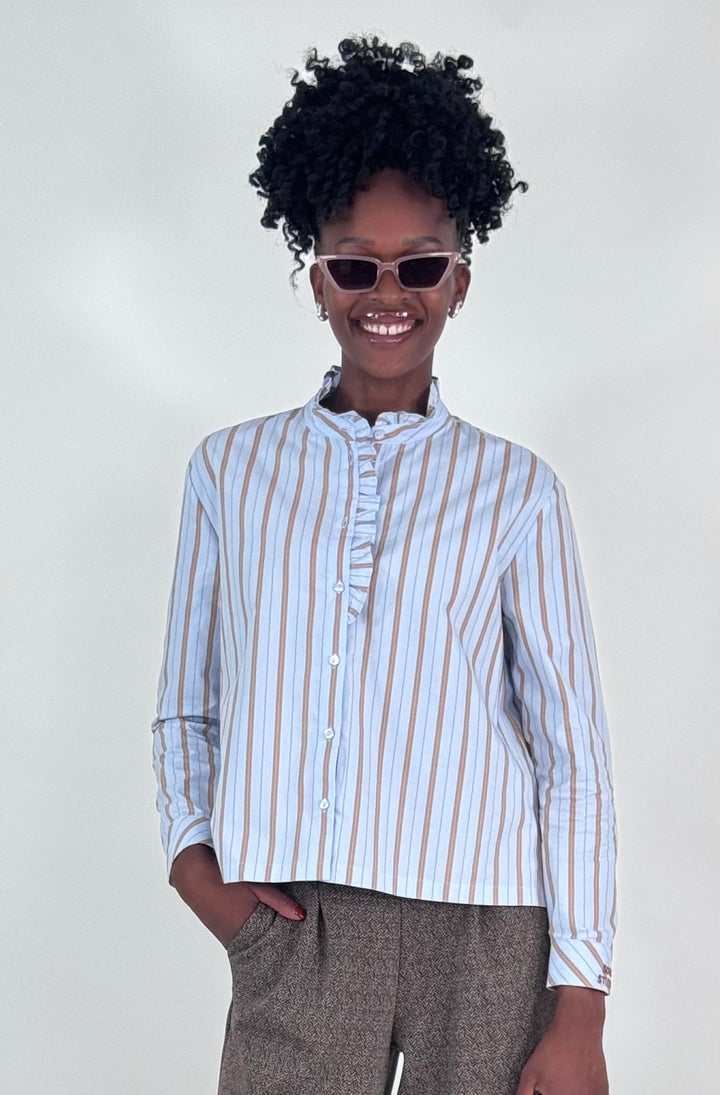 Bluse gestreift mit Rüschen-Details