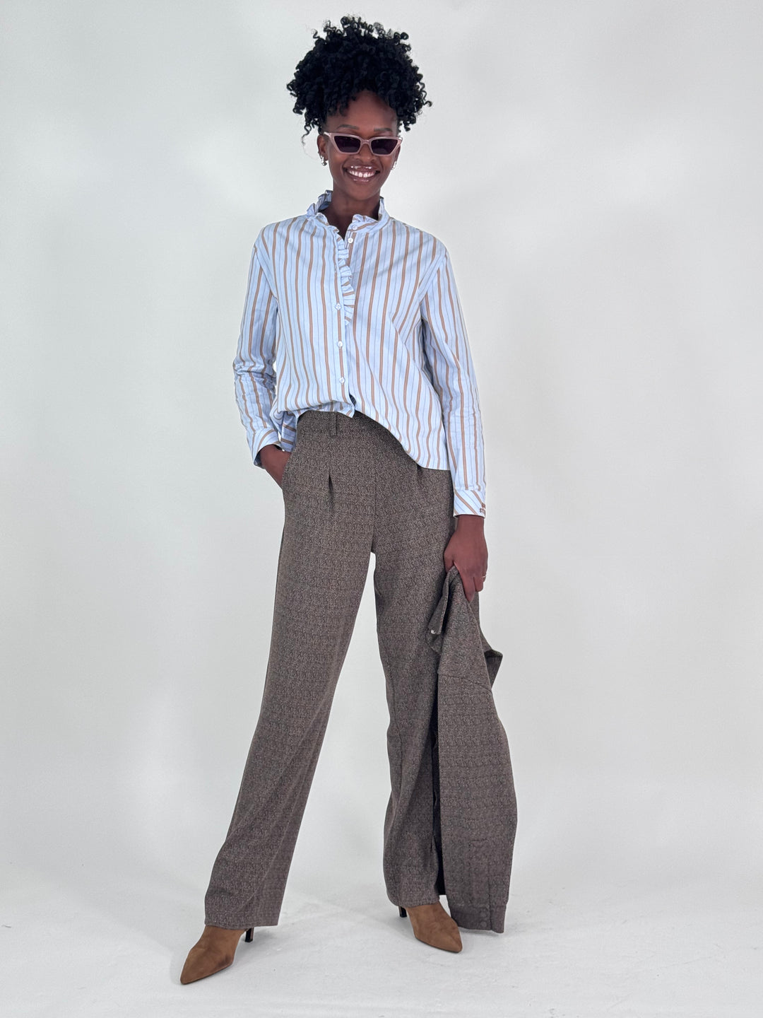 Bluse gestreift mit Rüschen-Details