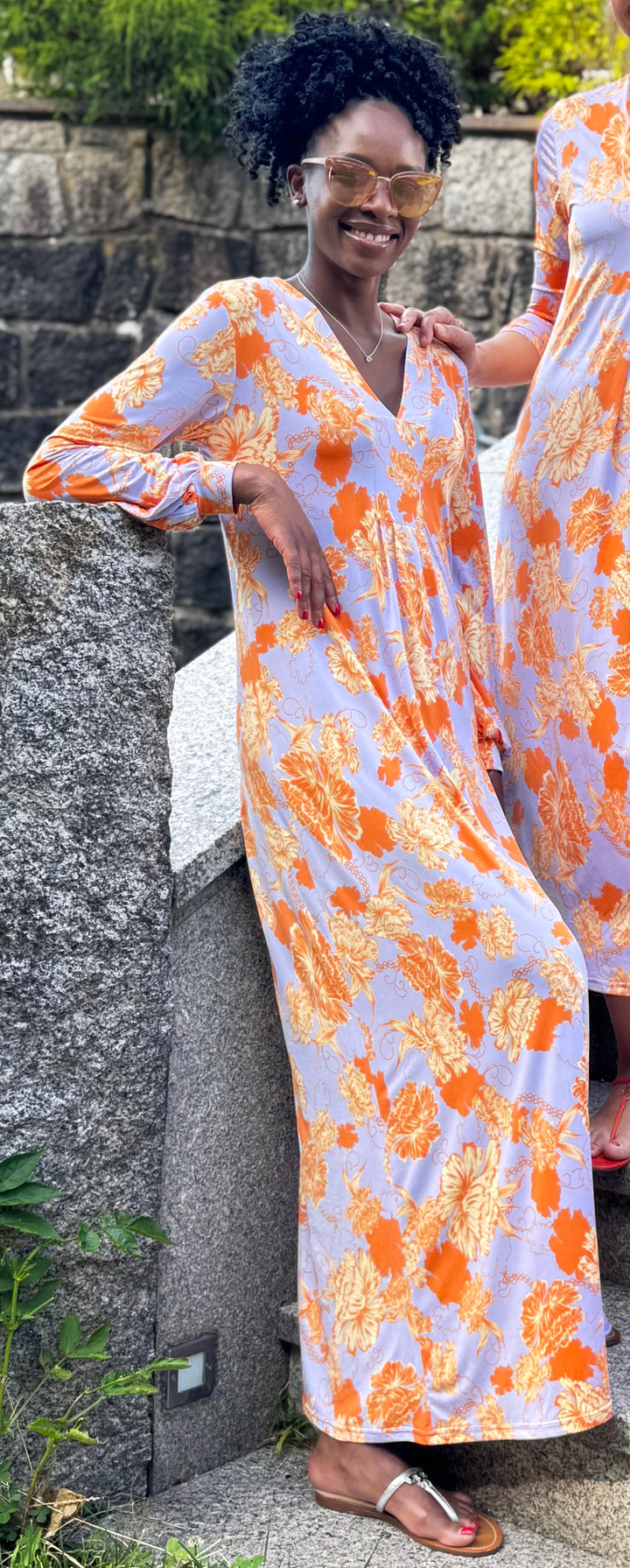 Maxi-Kleid Milu -  Fleurs Orange
