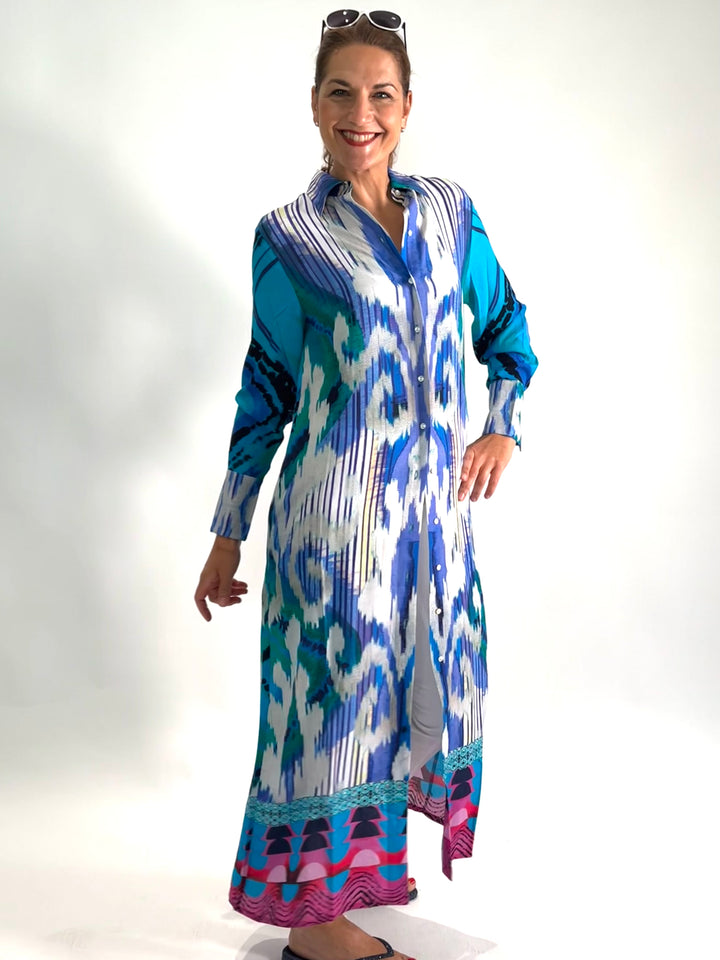 Hemdblusenkleid Maxi Azur