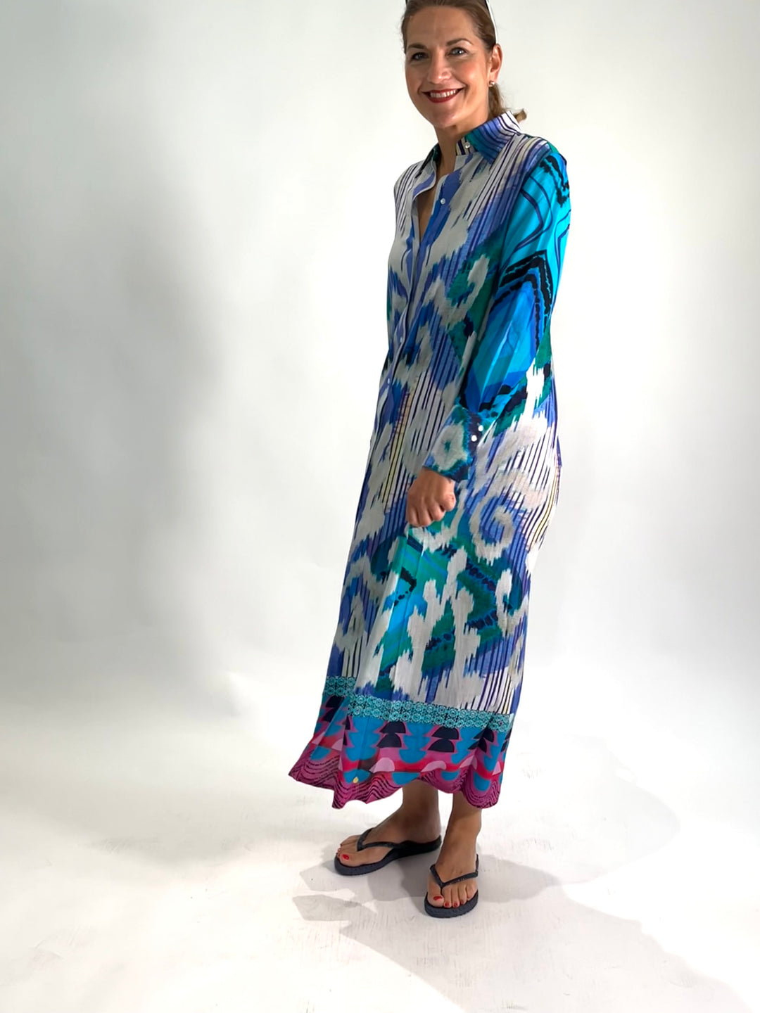 Hemdblusenkleid Maxi Azur
