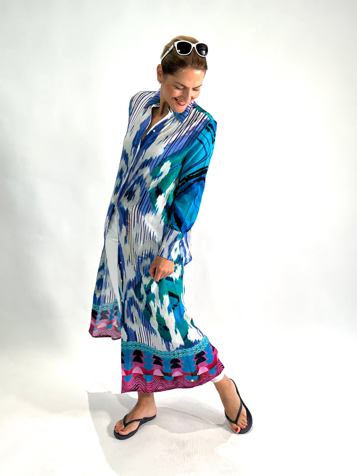 Hemdblusenkleid Maxi Azur