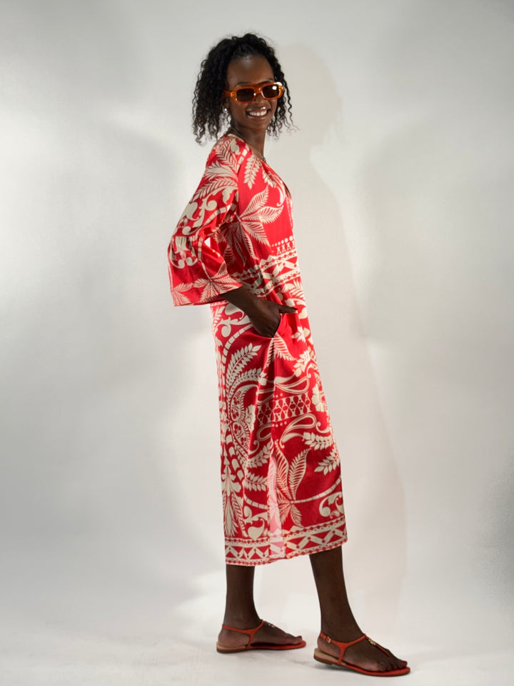 Midi-Sommerkleid in Satin