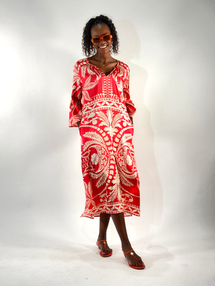 Midi-Sommerkleid in Satin