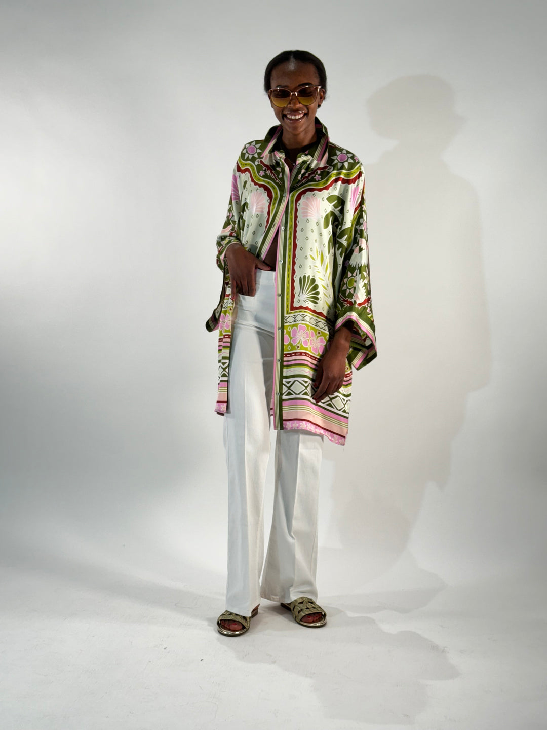 Hemdblusenkleid im Kimono-Style