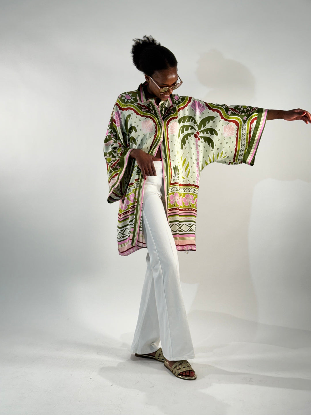 Hemdblusenkleid im Kimono-Style