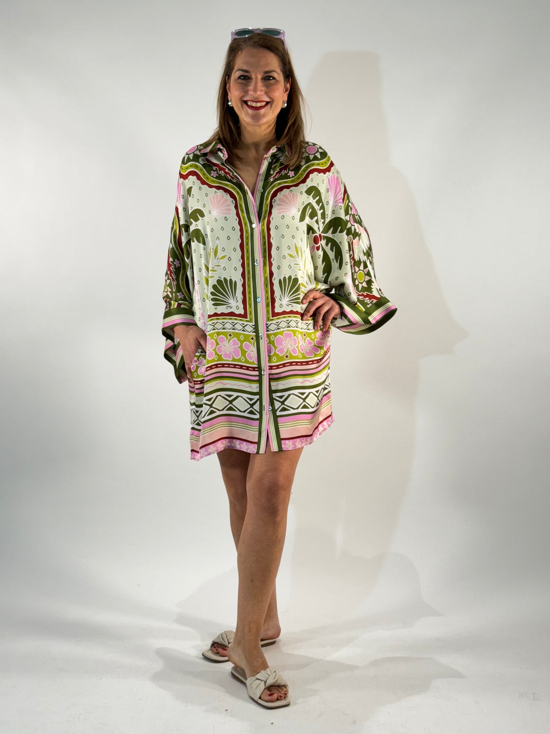 Hemdblusenkleid im Kimono-Style