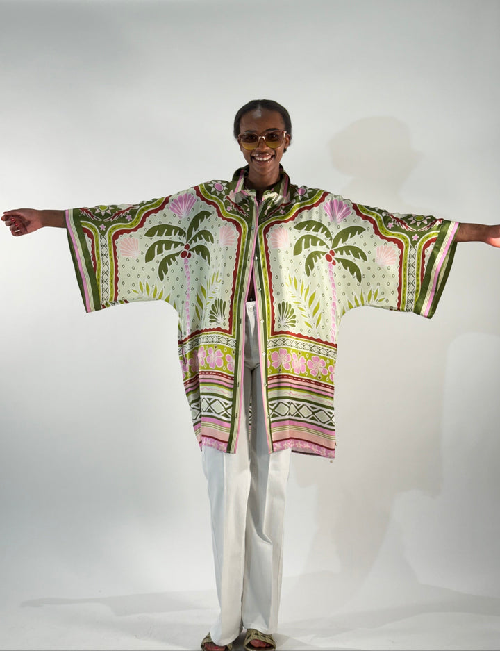 Hemdblusenkleid im Kimono-Style