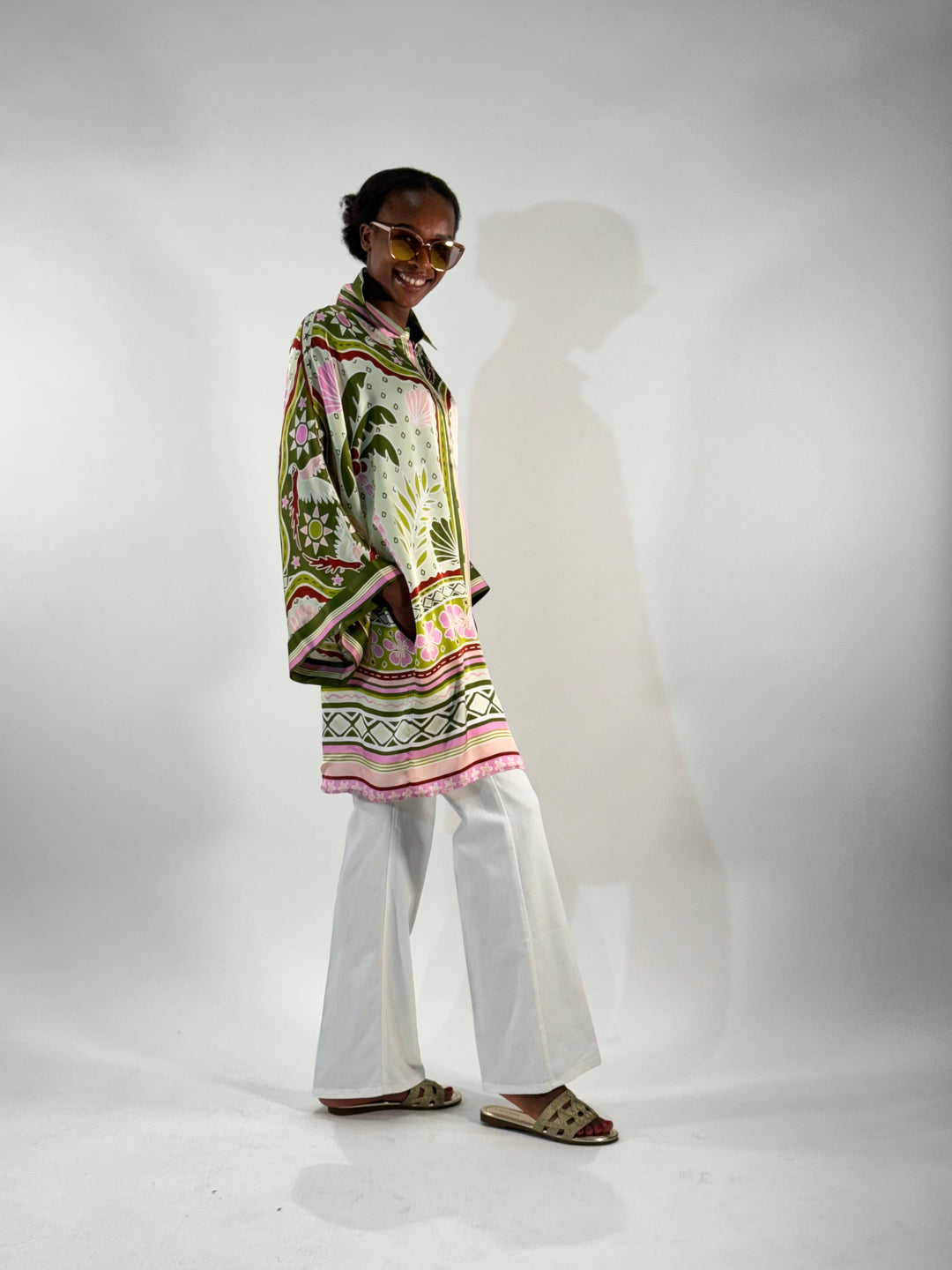 Hemdblusenkleid im Kimono-Style