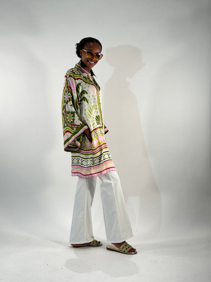 Hemdblusenkleid im Kimono-Style